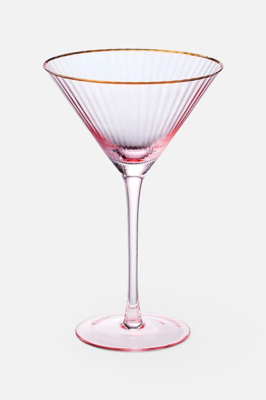 Wine Savant Vintage Blush Pink Gold Rim Colored Martini Glasses - Set of 2 – back view