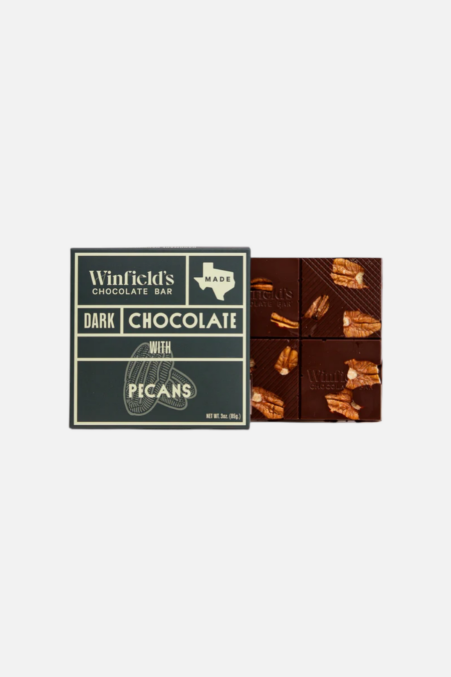 Winfields Dark Chocolate Pecan Bar – front view