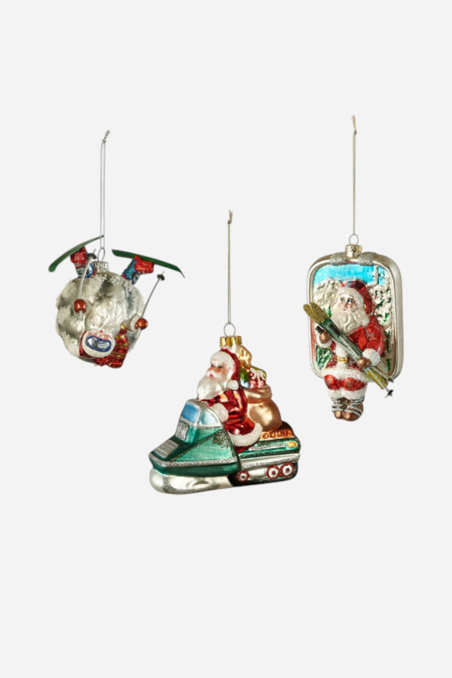 Winter Sports Santa Ornaments – front view