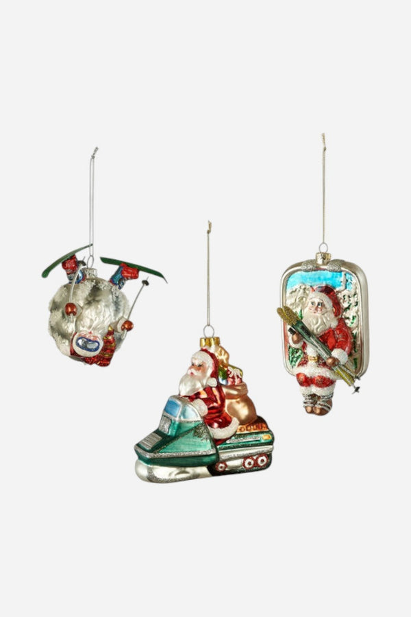 Winter Sports Santa Ornaments
