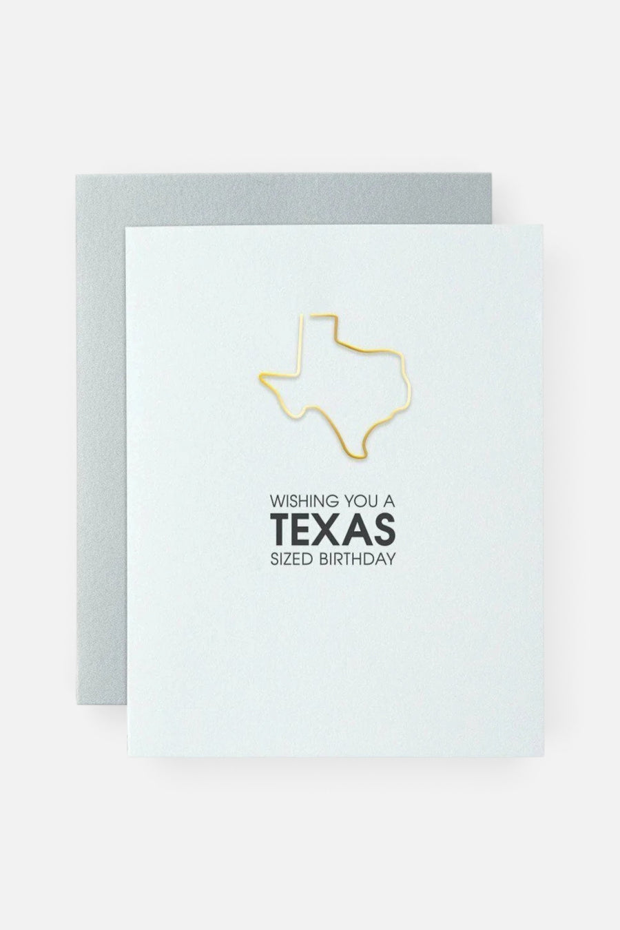 Wishing You A Texas-Sized Birthday Paper Clip Letterpress Card – front view