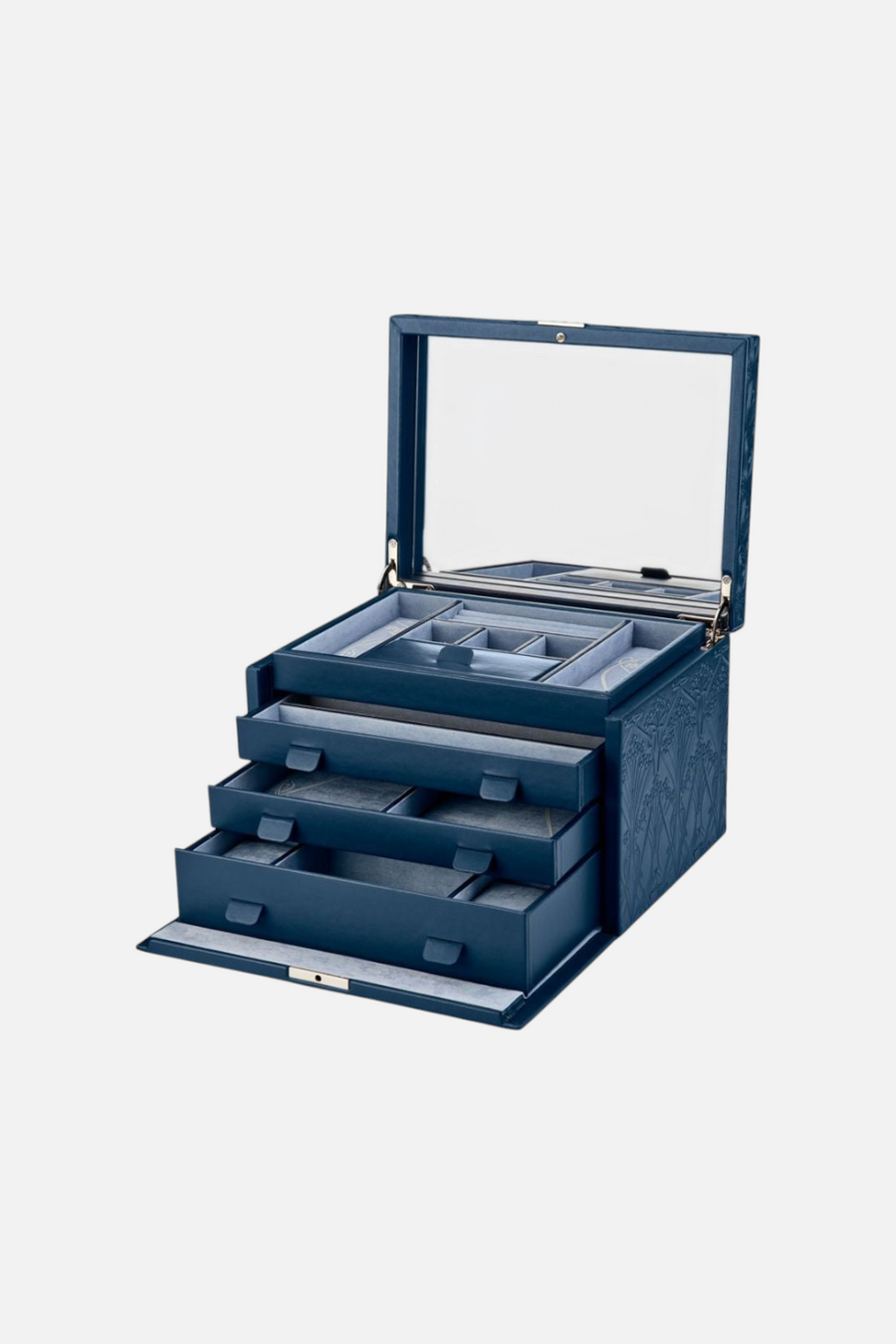 Wolf 1834 All Over Ianthe Large Jewelry Box in Navy – back view