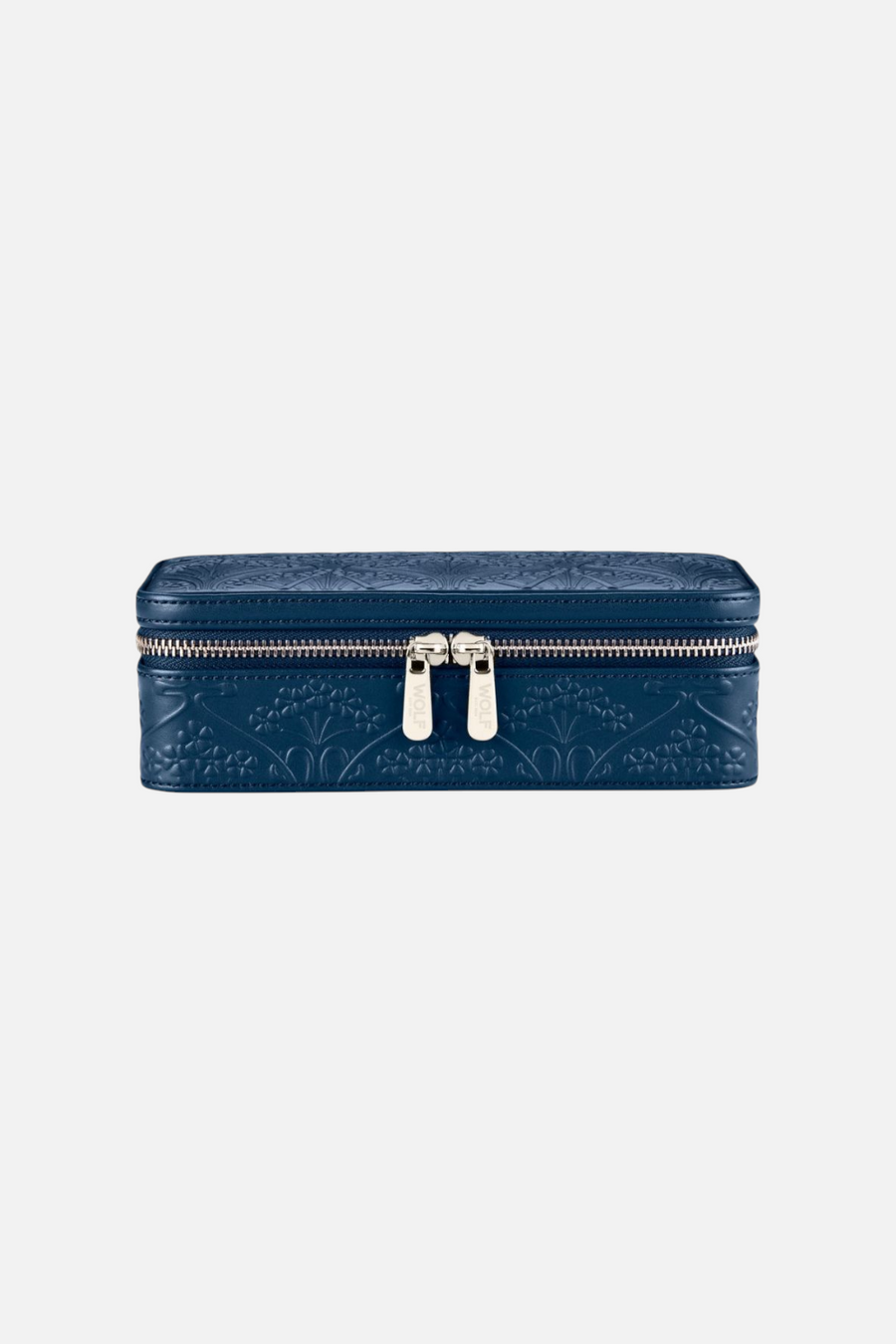 WOLF 1834 X LIBERTY Navy All Over Ianthe Medium Jewelry Zip Case – front view