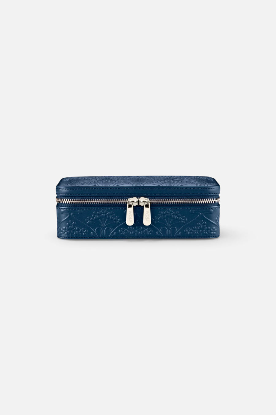 WOLF 1834 X LIBERTY Navy All Over Ianthe Medium Jewelry Zip Case – front view