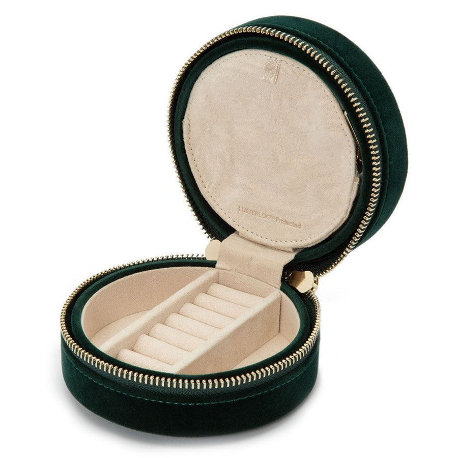Wolf 1834 Zoe Travel Round Bag in Forest Green – detail