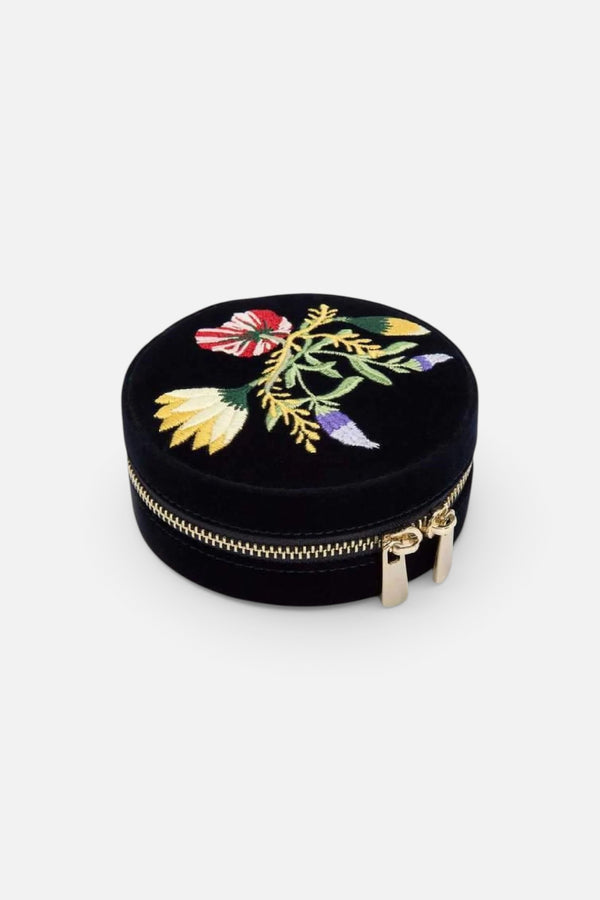 Wolf Zoe Indigo Round Travel Jewelry Case