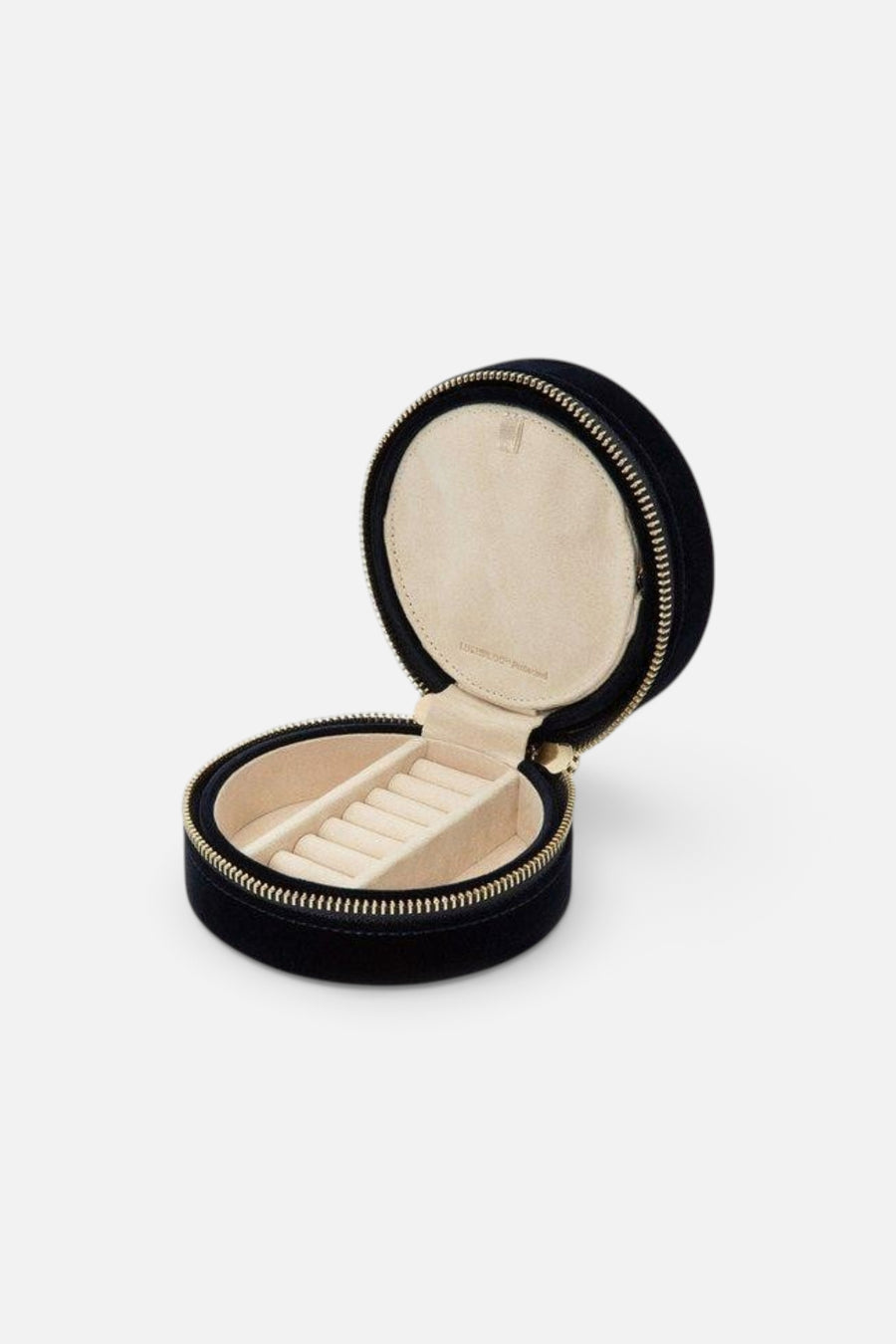 Wolf Zoe Indigo Round Travel Jewelry Case – side view