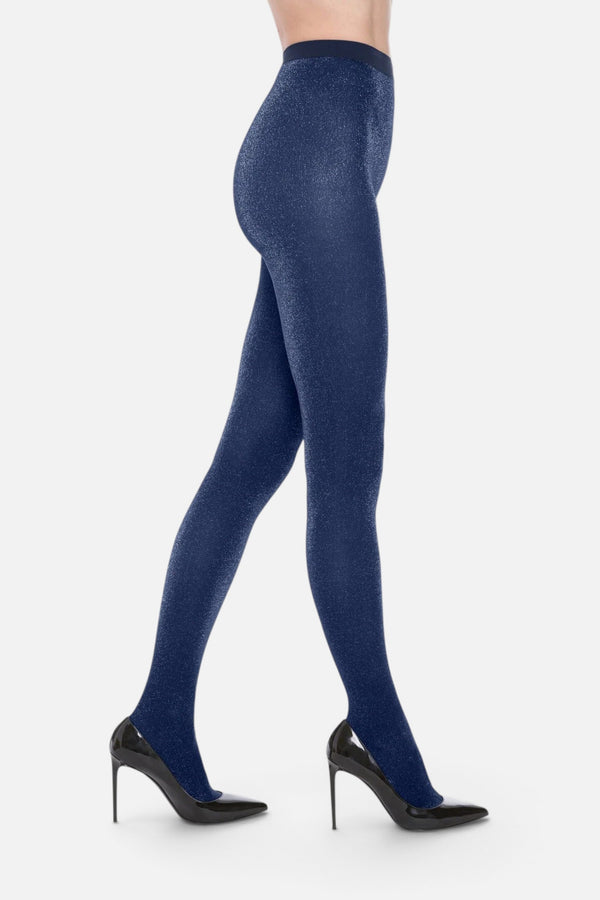 Wolford Stardust Tights in Navy/Aqua Silver