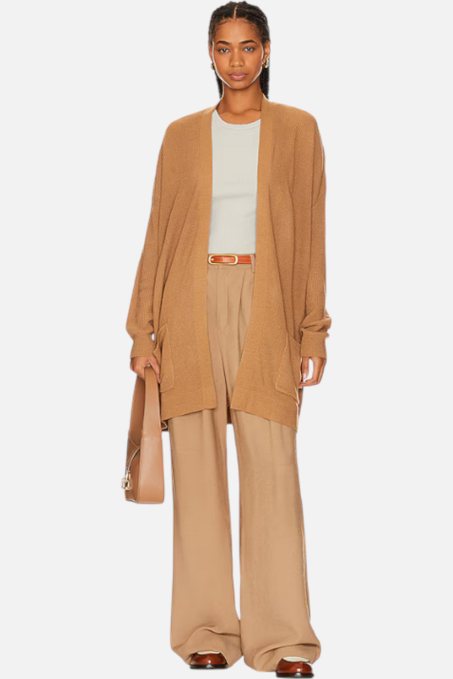 Women's Cooper Cardigan in Camel – side view
