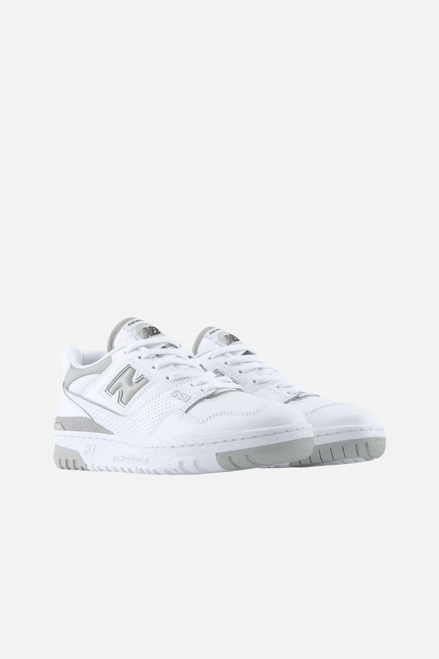 New Balance Women's 550 in White & Grey – three-quarter view