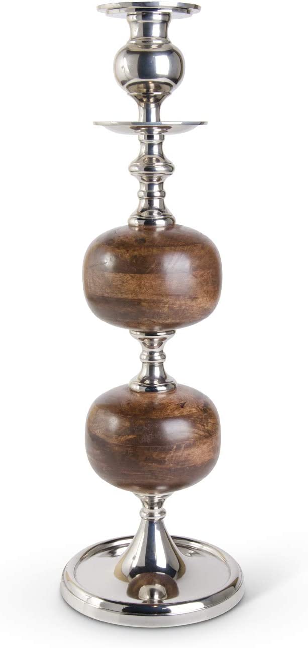 Wood/Silver Candleholders S/2 – back view