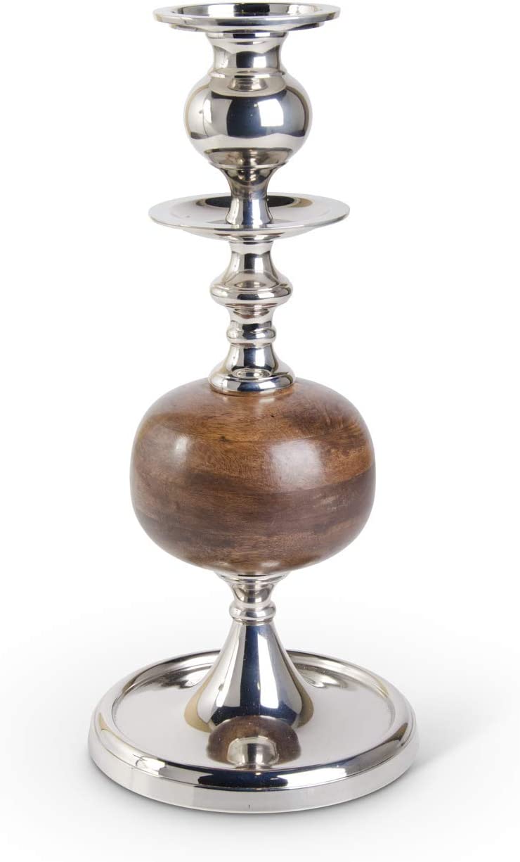 Wood/Silver Candleholders S/2 – side view