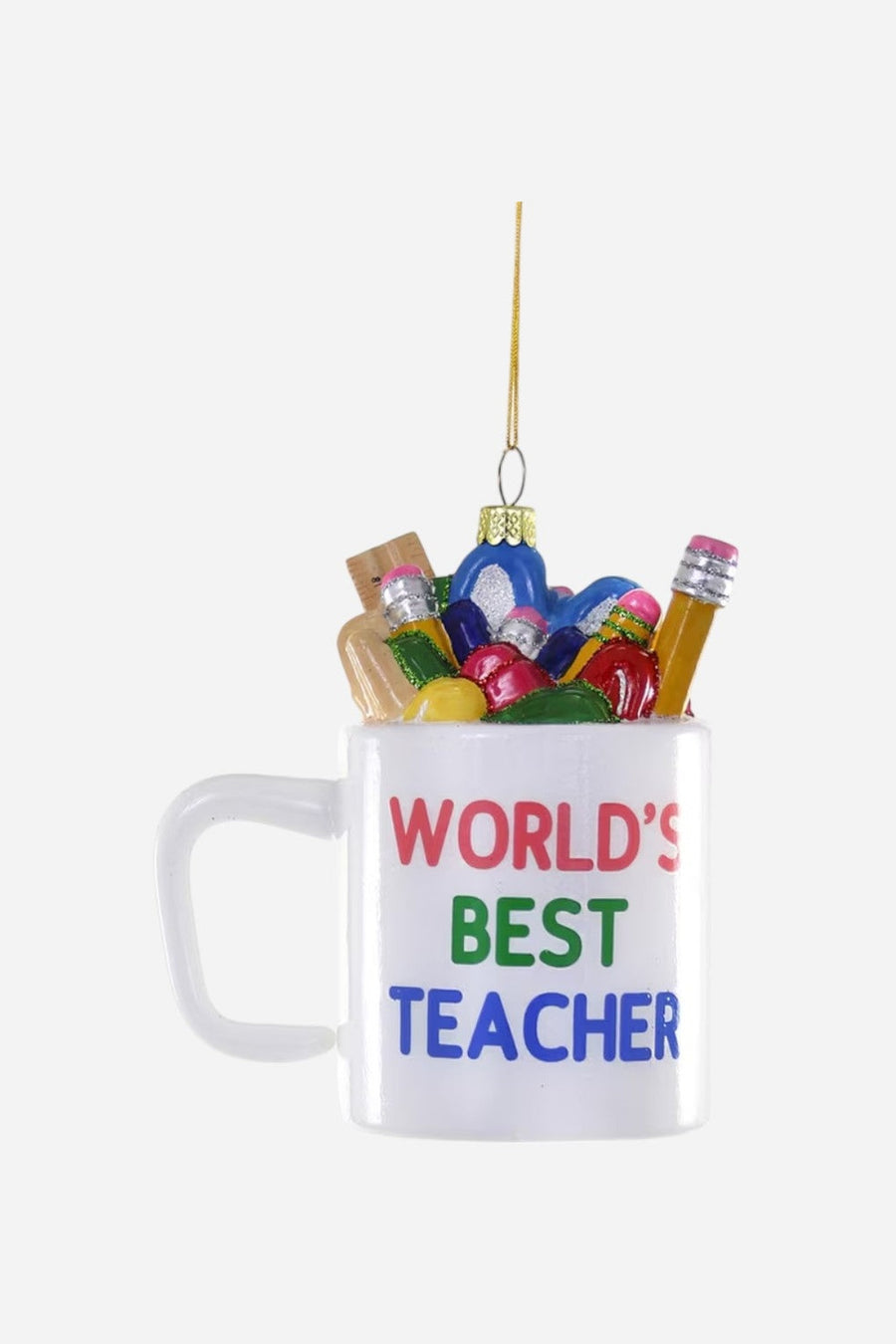 World's Best Teacher Mug Ornament – front view
