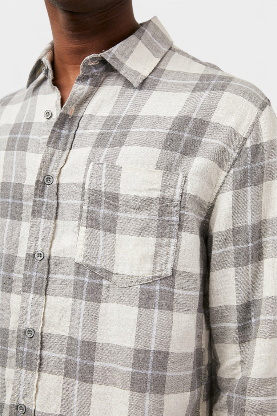 Wyatt Button Up Shirt in Anthrocite Sky Melange – back view