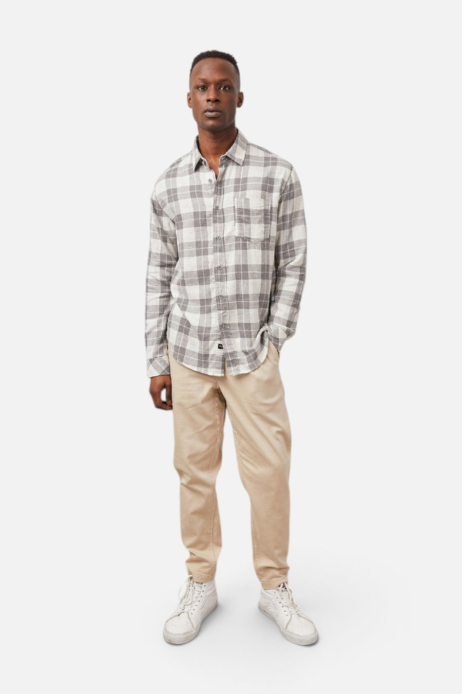 Wyatt Button Up Shirt in Anthrocite Sky Melange – side view