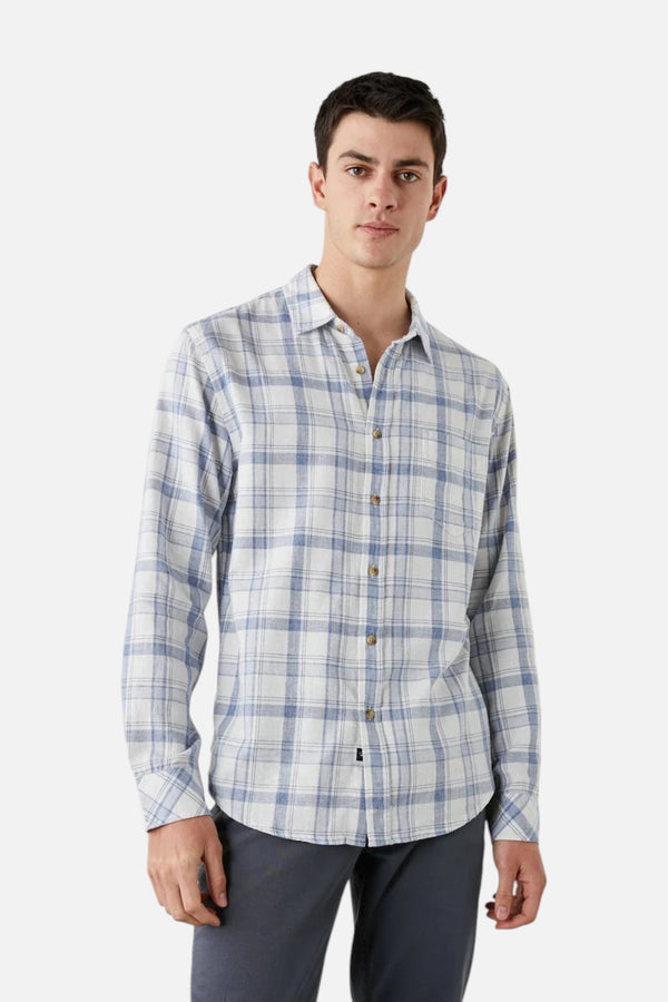 Wyatt Long Sleeve Button Up Shirt in White Denim Heather