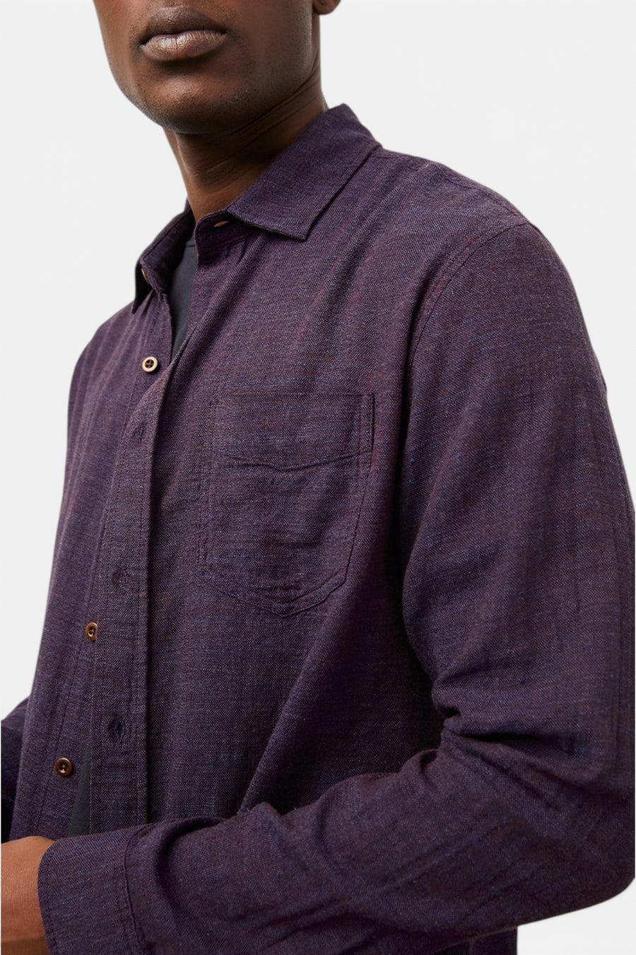 Wyatt Long Sleeve Shirt in Currant – back view