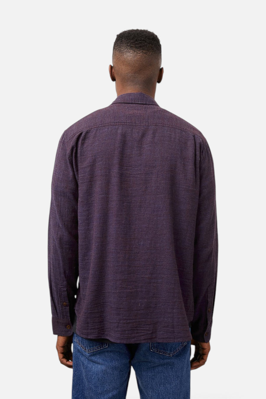 Wyatt Long Sleeve Shirt in Currant – detail