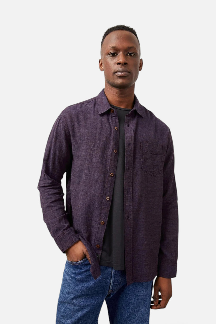 Wyatt Long Sleeve Shirt in Currant – front view