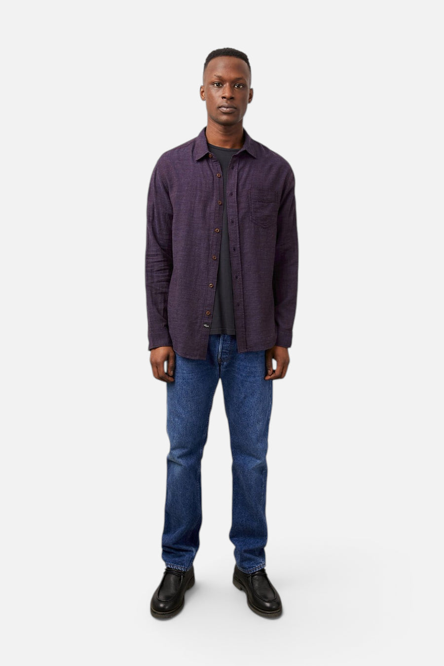 Wyatt Long Sleeve Shirt in Currant – side view