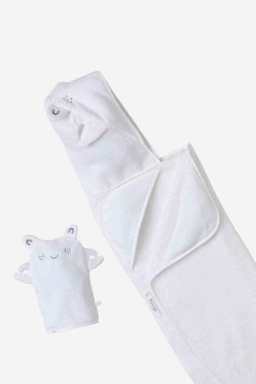 Barefoot Dreams Toddler Hood Towel/Washcloth Sea Salt