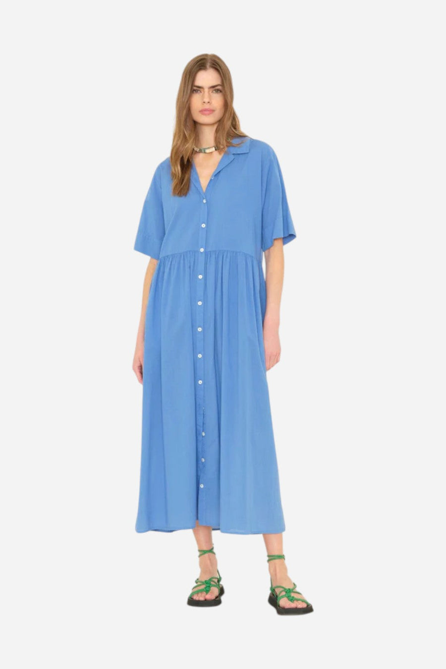 Xirena Corona Blue Dayton Dress – side view
