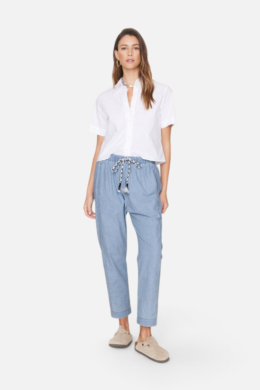 Xirena Draper Pants in Dusty Blue – side view