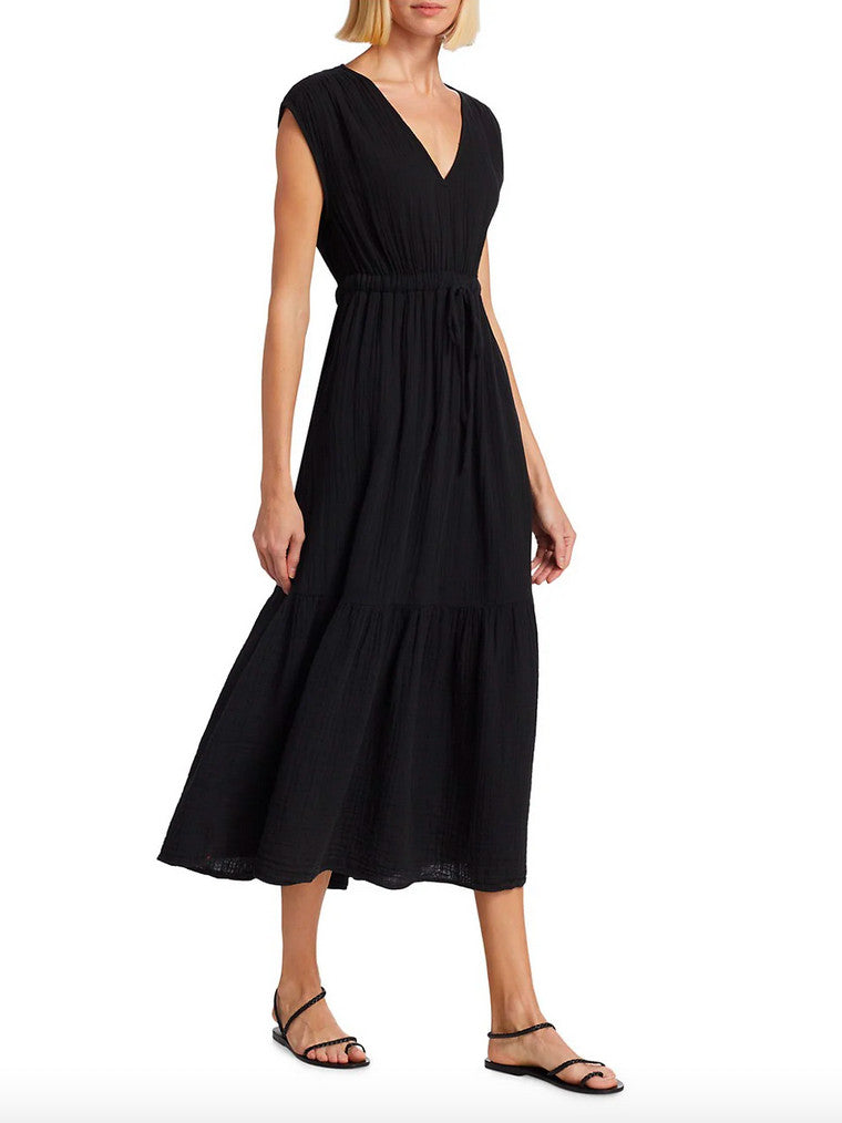 Xirena Rosalie Cotton Gauze Midi Dress in Black – side view