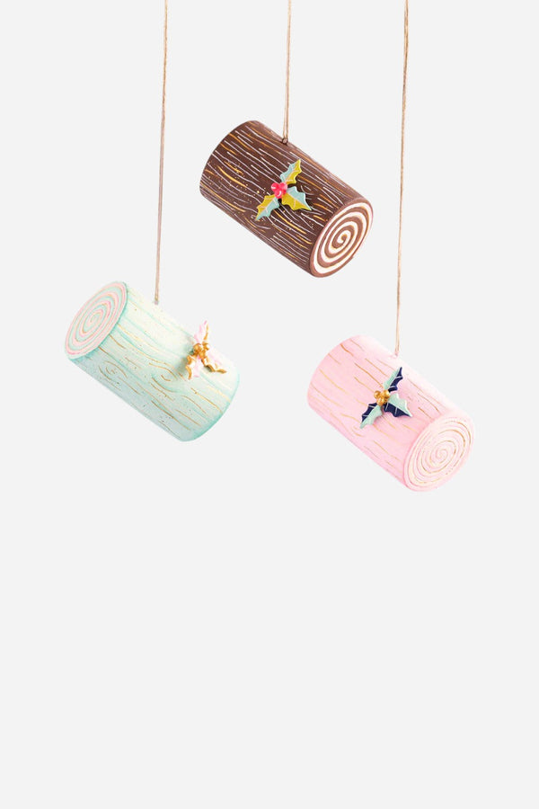 Yule Log Ornament in Brown