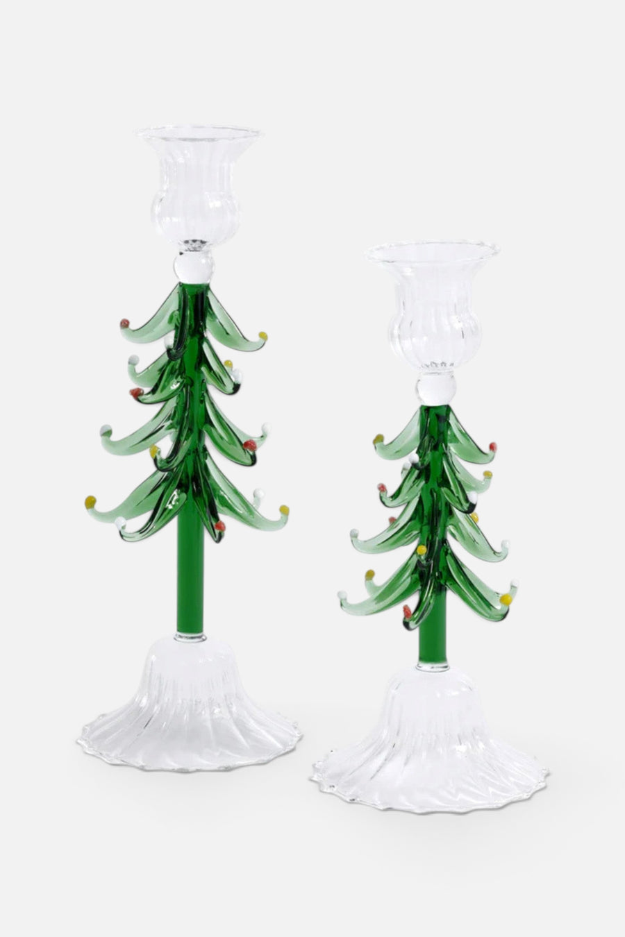 Zodax Holiday Tree Taper Candle Holder in Clear/Green, Large – back view