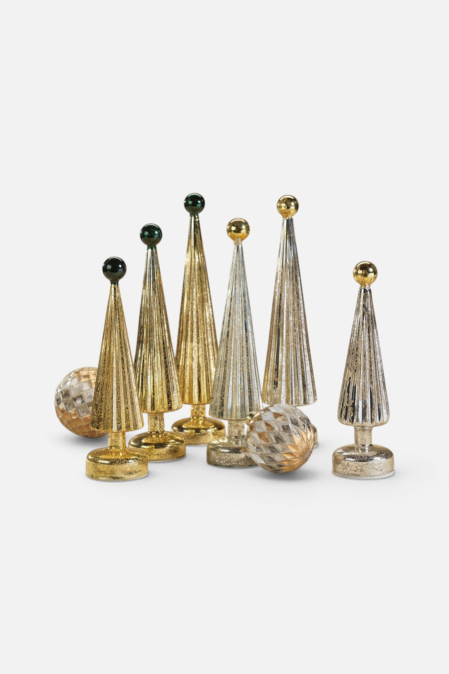 Zodax LED Mercury Glass Tree with Globe Finial in Gold – detail