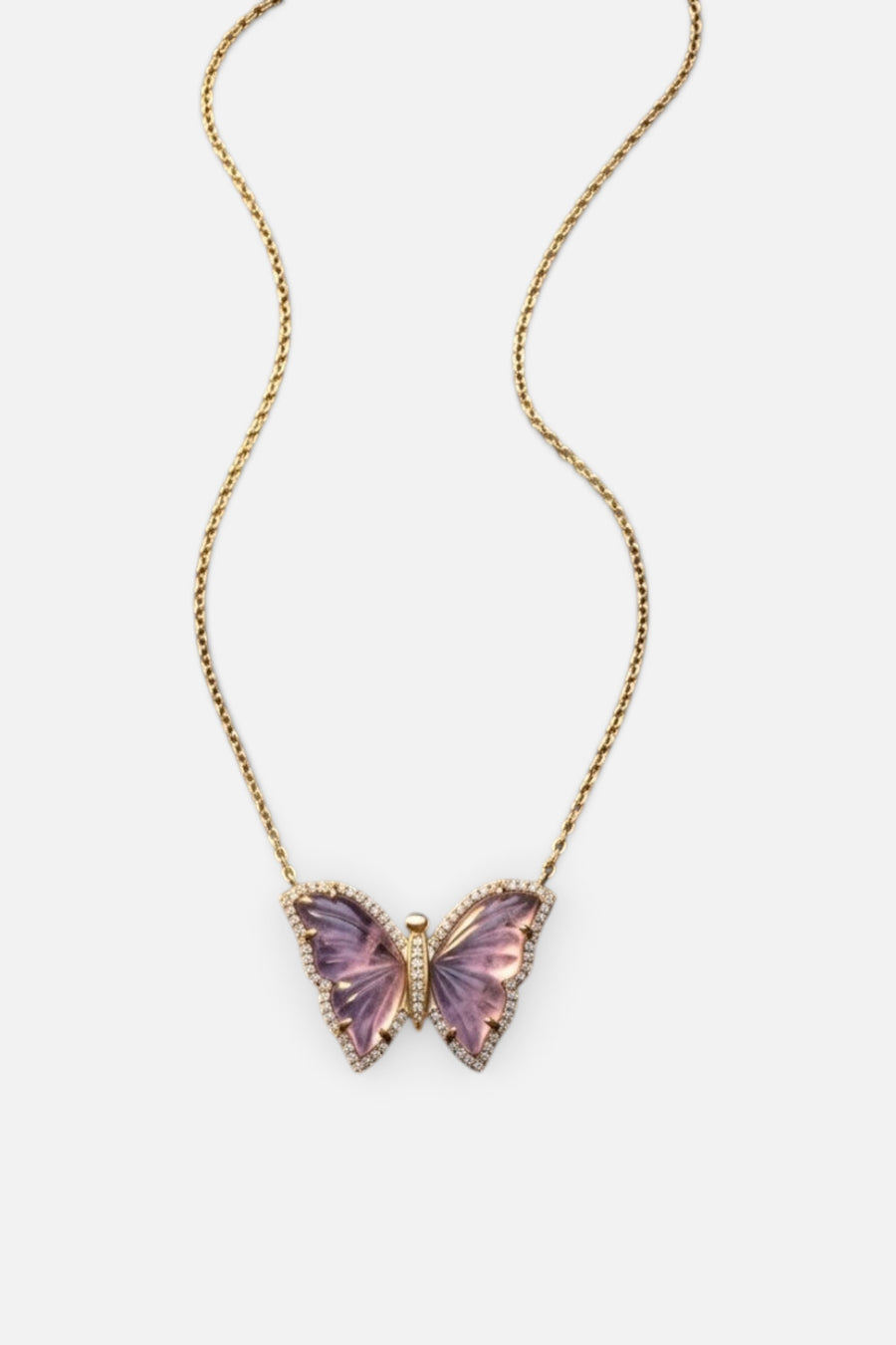 Zofia Day Amethyst Butterfly Gold Necklace – back view