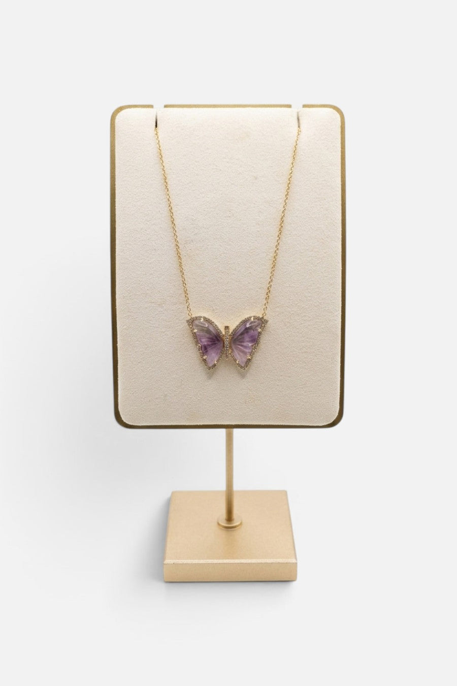 Zofia Day Amethyst Butterfly Gold Necklace – front view