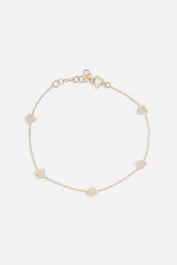 Zofia Day Diamond Pave Heart Chain Gold Bracelet