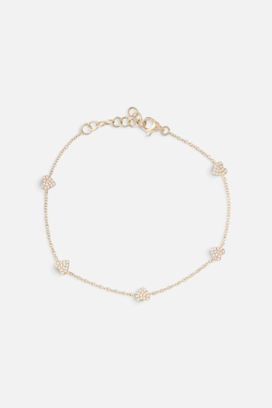 Zofia Day Diamond Pave Heart Chain Gold Bracelet – front view