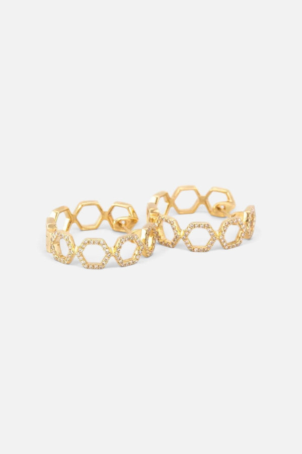 Zofia Day Honeycomb Diamond Hoop Earrings