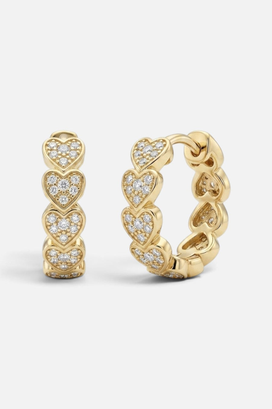 Zofia Day Pave Heart Huggie Earrings – front view
