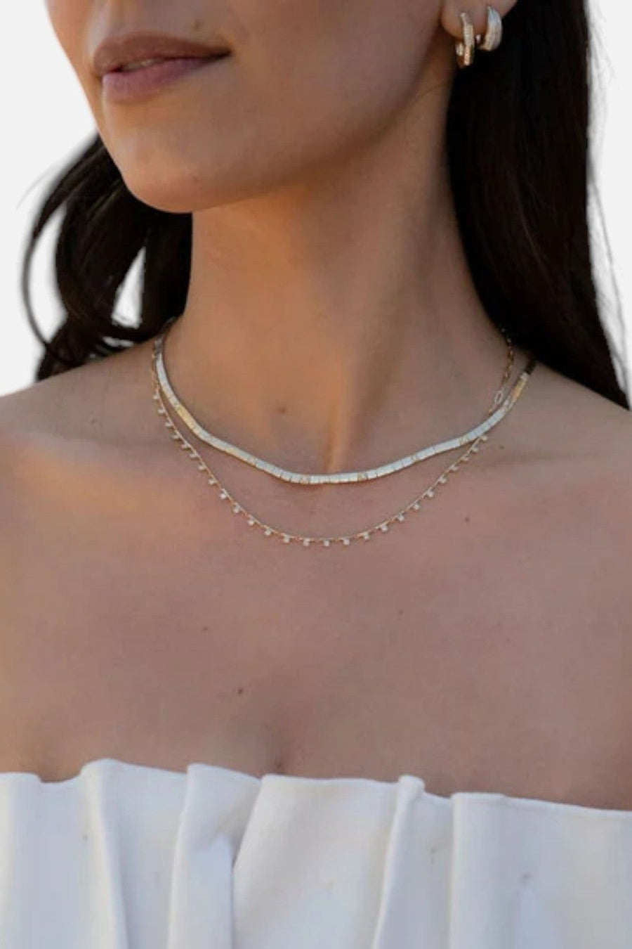 Zofia Day Petite Prong Diamond Domino Snake Chain Necklace – back view
