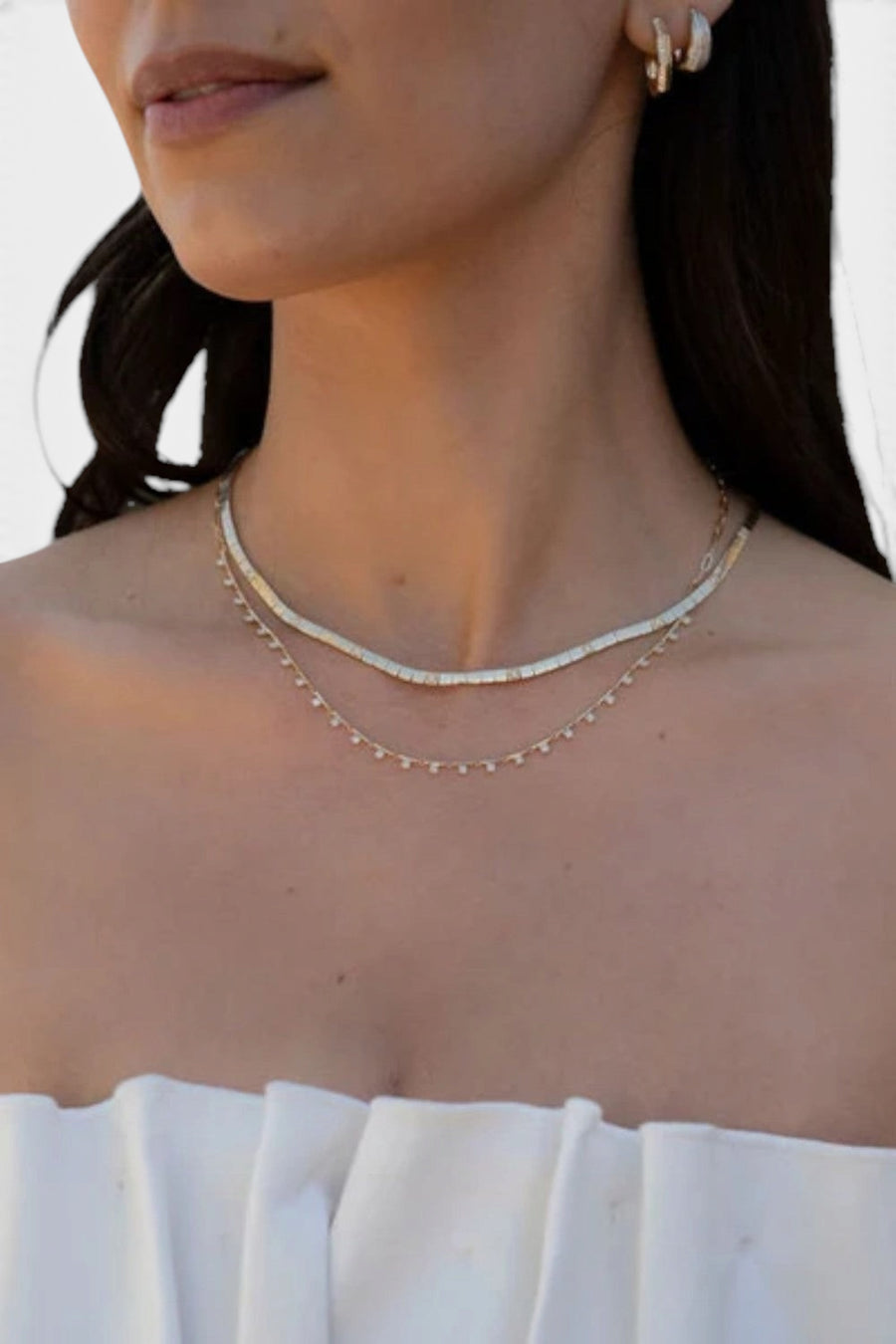Zofia Day Petite Prong Diamond Domino Snake Chain Necklace – back view