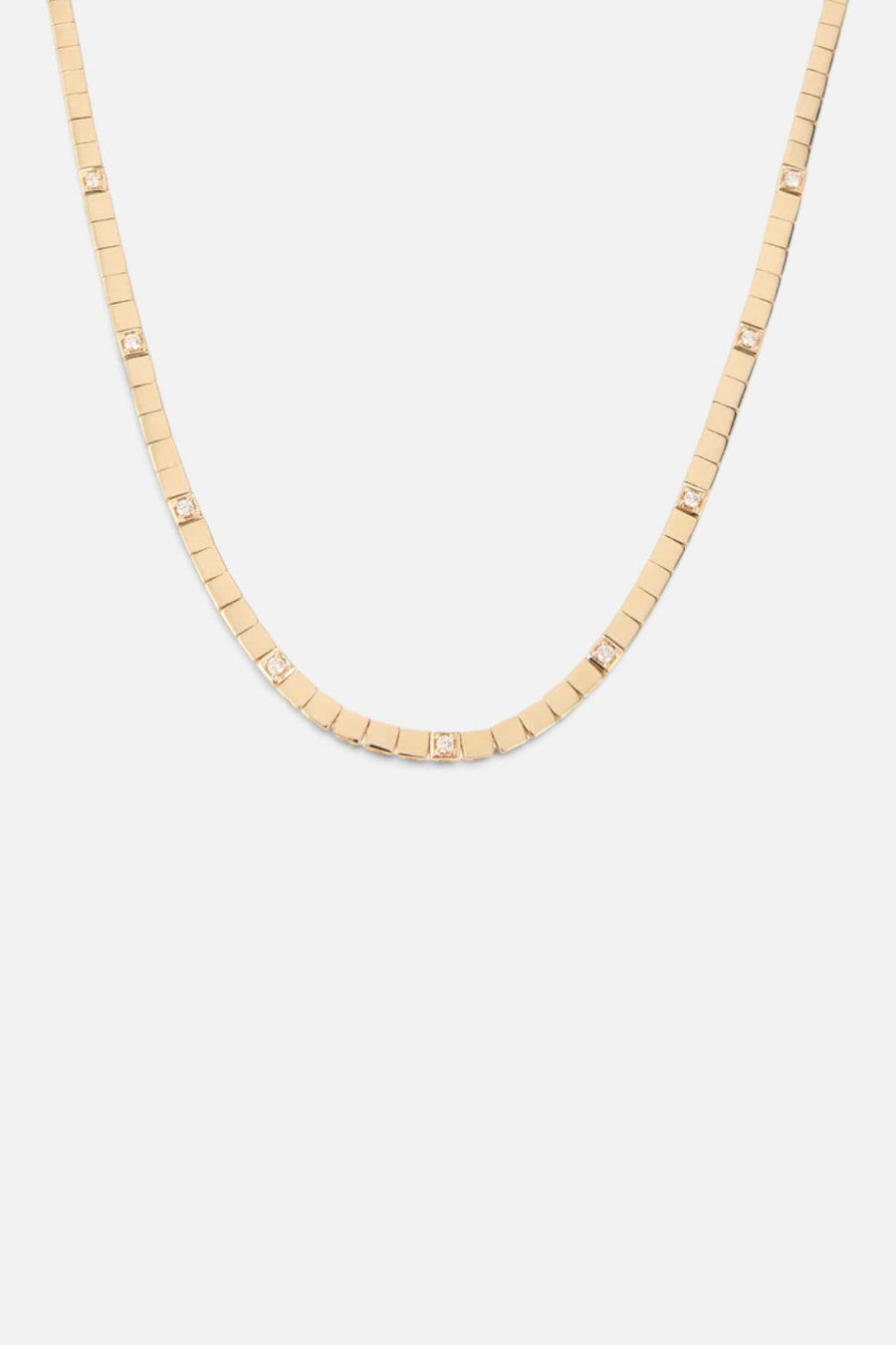 Zofia Day Petite Prong Diamond Domino Snake Chain Necklace – front view