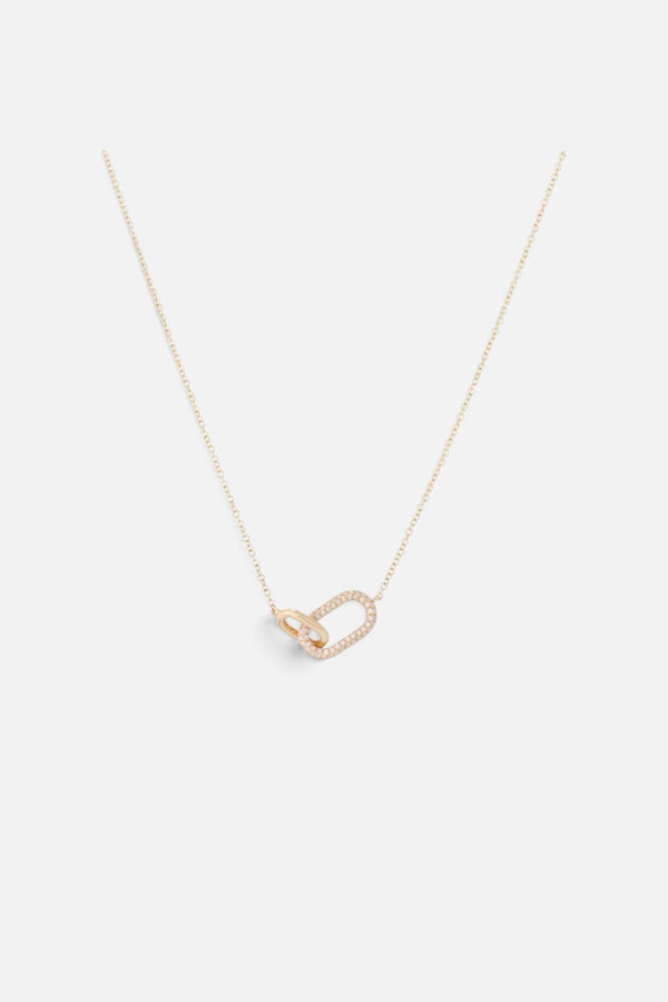 Zofia Day Single Pave Link Gold Paper Clip Necklace