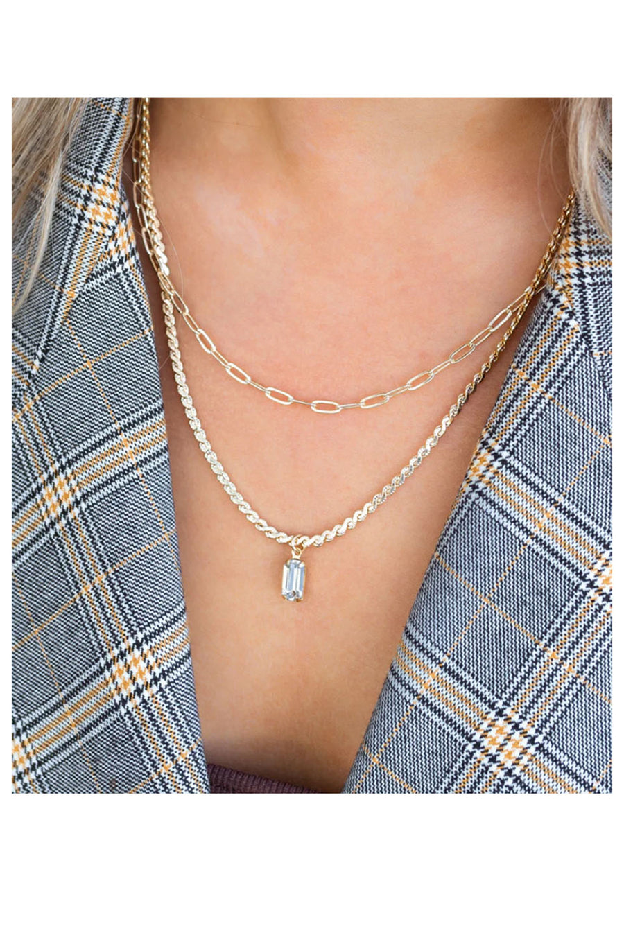 Farrah B Nouveau Two Layer Necklace In Clear