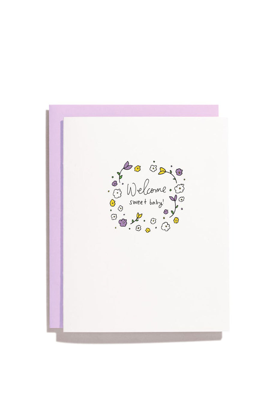 Welcome Sweet Baby Floral Card