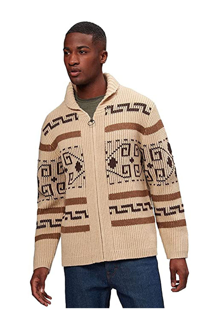Pendleton Original Westerley Sweater in Tan & Brown