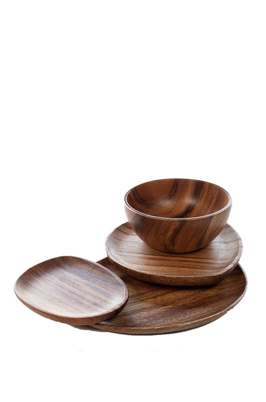 OHOM Foree Wood Dinnerware, Set of 4