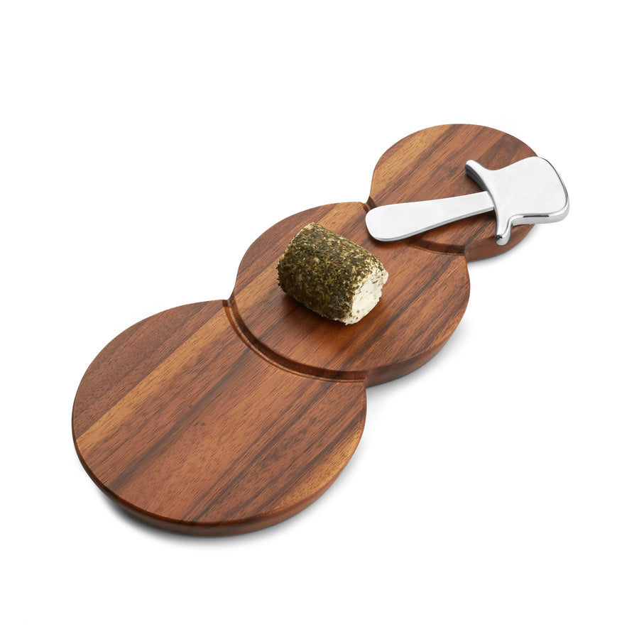 Nambe SNOWMAN CHEESE BOARD SET