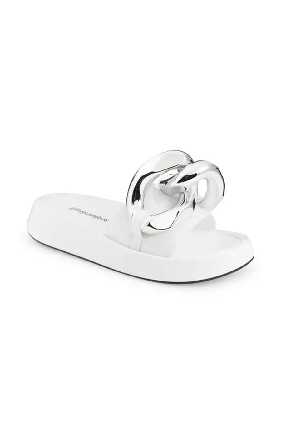Jeffrey Campbell Epirus Flatform In White Patent Silver