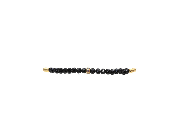 2mm Yellow Gold Filled Bracelet with Spinel and Diamond Rondelle