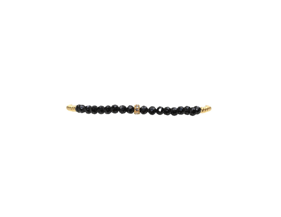 2mm Yellow Gold Filled Bracelet with Spinel and Diamond Rondelle