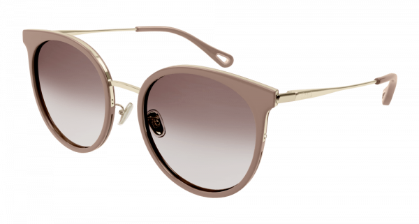 Chloe Nude/Gold Sunglasses with Orange Gradient lenses